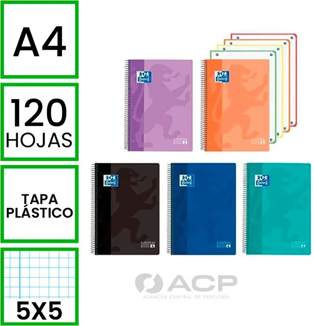 BLOC A4 OXFORD 120H TAPA POLIPROPILENO 5X5