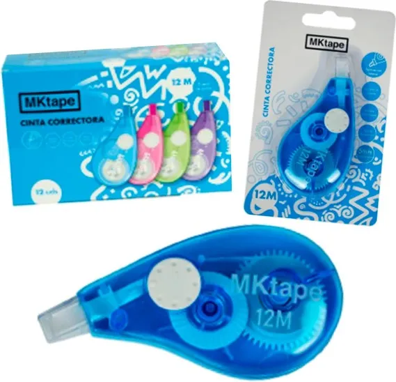 CORRECTOR CINTA MKTAPE AZUL 12MTS CAJA 12 UND