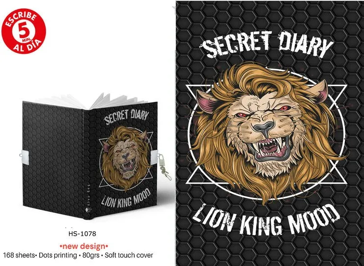 DIARIO A5 168H.C/CANDADO LION KING MOOD