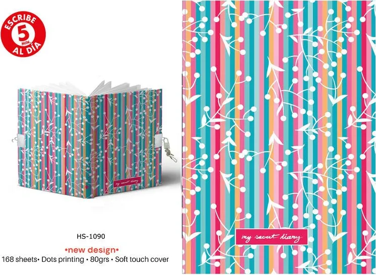 DIARIO A5 168H.C/CANDADO STRIPES