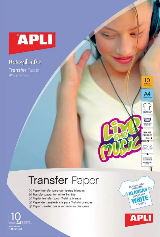 Papel transfer para camisetas blancas