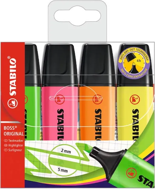 ROTULADOR STABILO BOSS 4 COLORES