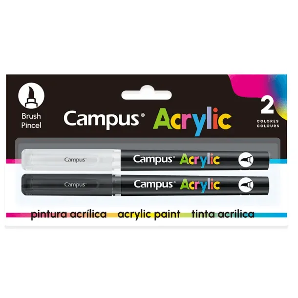 ROTULADOR ACRILICO PUNTA PINCEL CAMPUS 2 COLORES