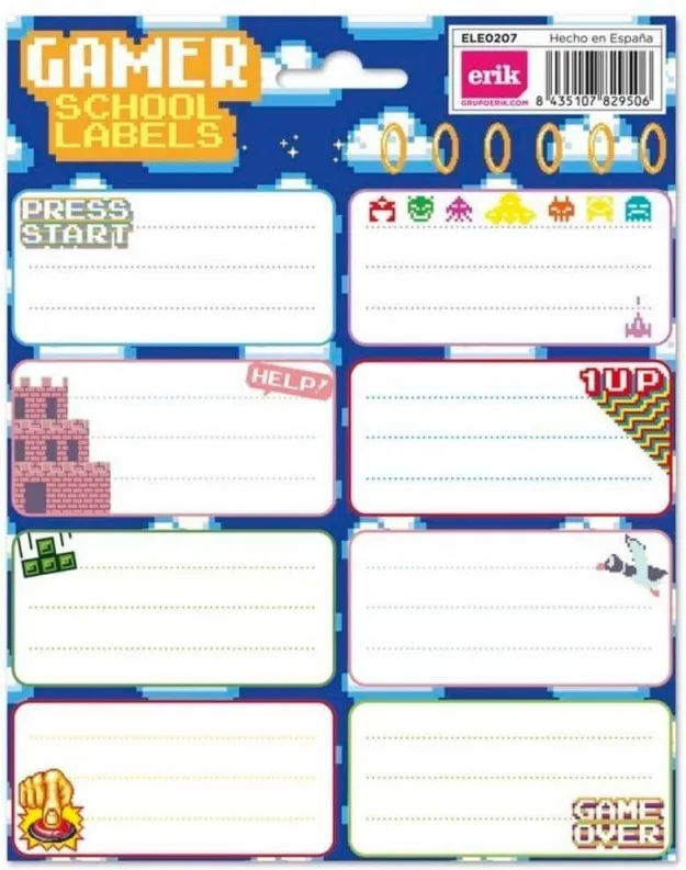 ETIQUETAS ESCOLARES GAMER