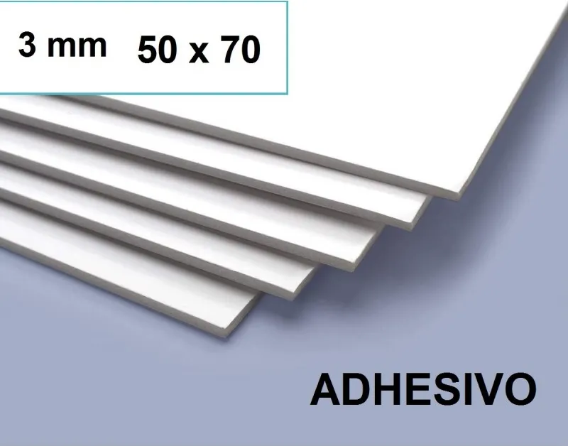 CARTON PLUMA A2 3MM ADHESIVO 50x70 BLANCO