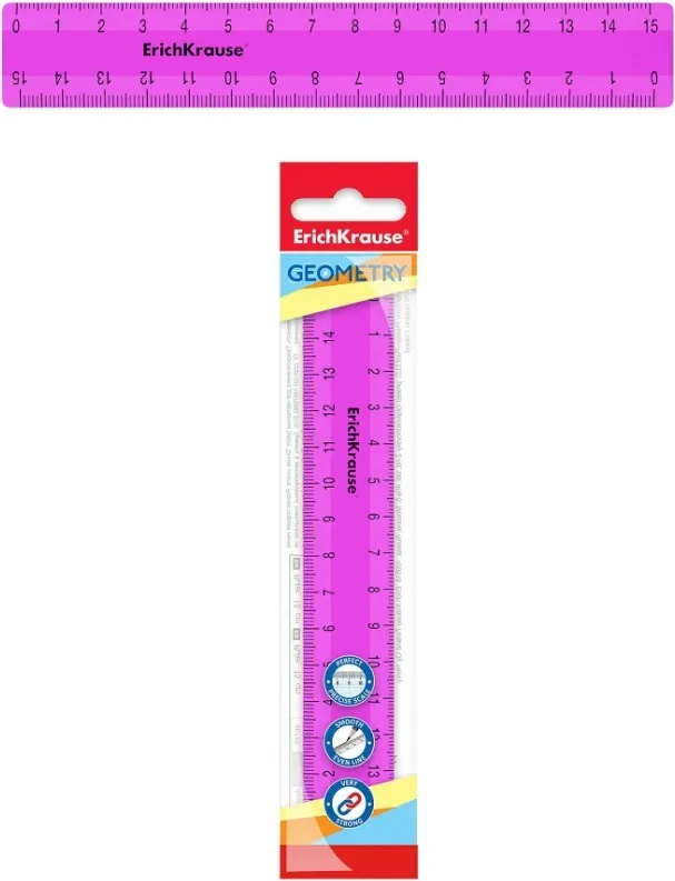REGLA PLÁSTICO 15CM NEÓN ROSA