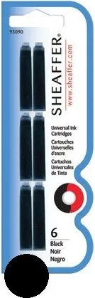 CARTUCHO SHEAFFER NEGRO B/6UN.