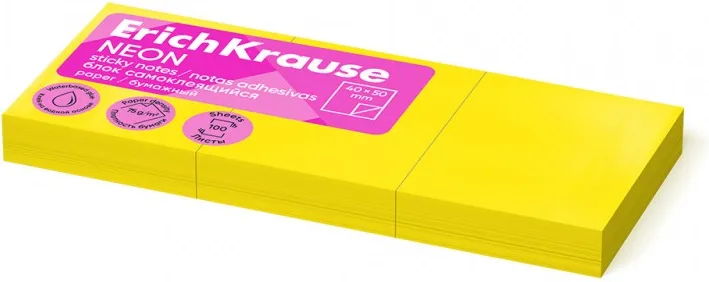NOTAS ADHESIVAS ERICH KRAUSE 50x40 NEÓN AMARILLO