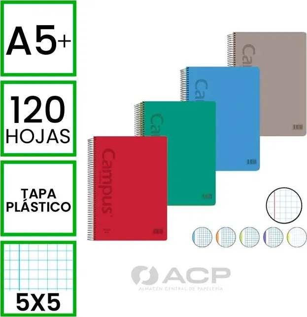BLOC A5 CAMPUS 120H T/POLIPRILENO 5X5 90GR