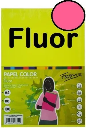 PAPEL A4 FLUOR ROSA 80GR 100H