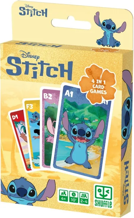 CARTAS SHUFFLE DISNEY STITICH - JUEGO 4 EN 1