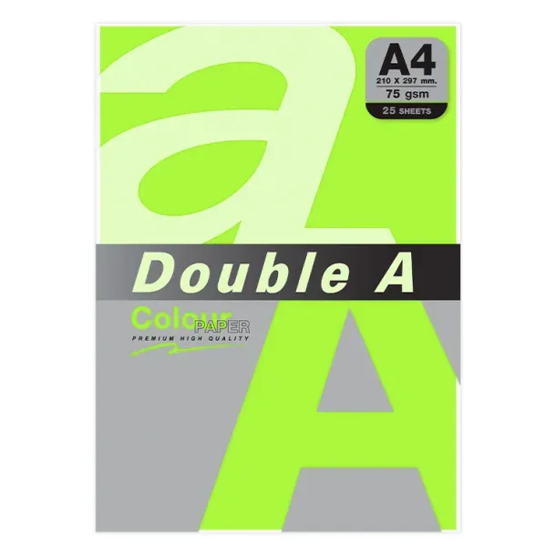 PAPEL DOUBLE A A4 75GR 25H VERDE NEÓN