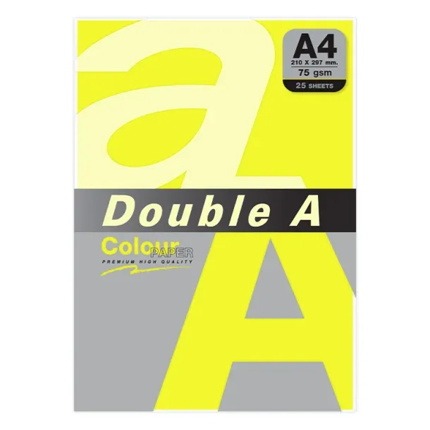 PAPEL DOUBLE A A4 75GR 25H AMARILLO NEÓN