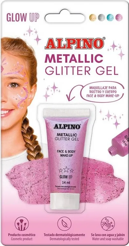 MAQUILLAJE ALPINO GEL GLITTER METALICO ROSA