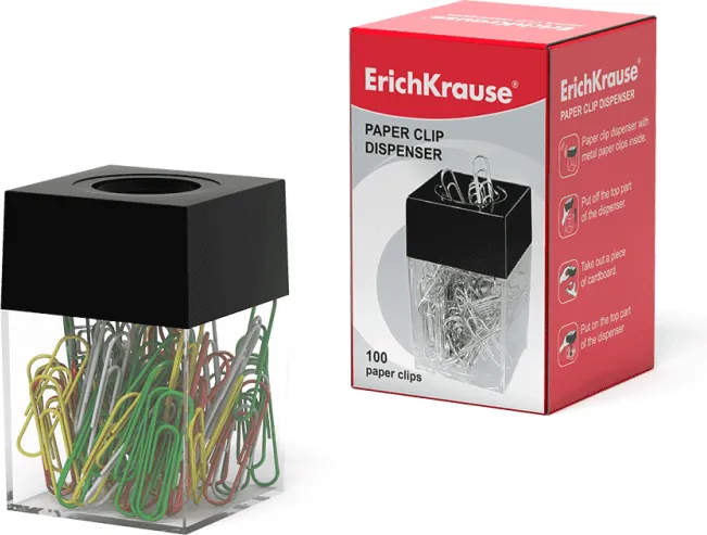 PORTACLIP TRANSPARENTE-CLIPS CROMADOS