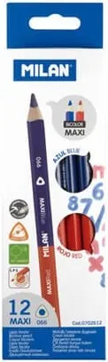 LÁPIZ MILAN MAXI TRIANGULAR ROJO-AZUL