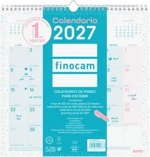 CALENDARIO PARED 30x30 CHIC 2027 TURQUESA
