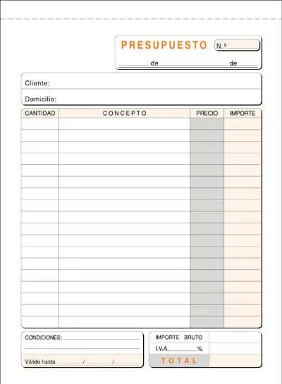 TALONARIO PRESUPUESTOS 14,5X20,7  T-90 CON COPIA