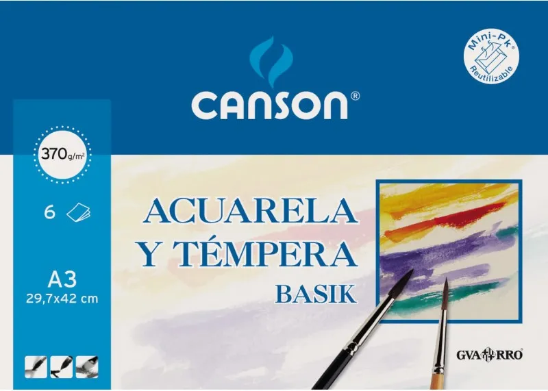 LÁMINAS ACUARELA BASIK CANSON A3 MINIPACK