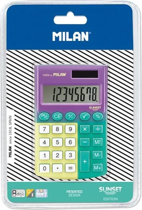 CALCULADORA MILAN POCKET 8 DIG.TURQ.-AMAR.
