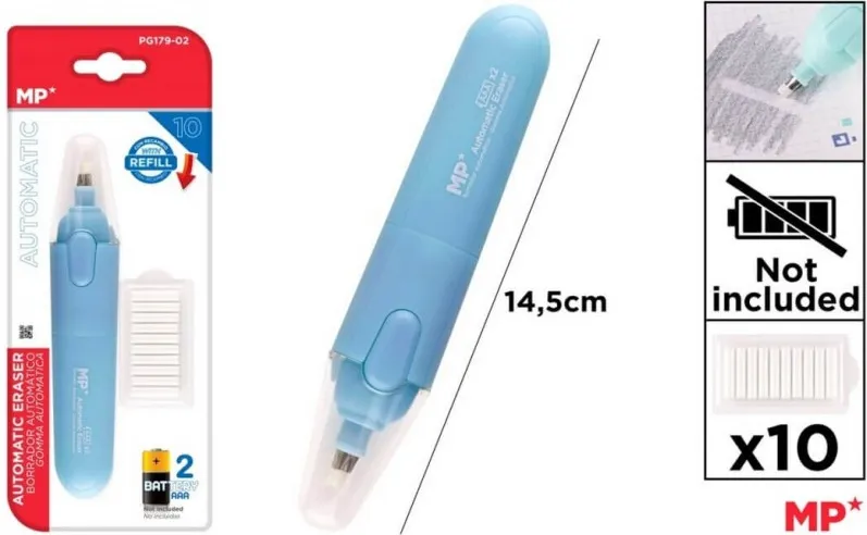 BORRADOR ELÉCTRICO AZUL CON RECAMBIOS