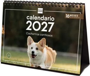 CALENDARIO SOBREMESA ESCRIBIR 210X150 2027 CACHORROS