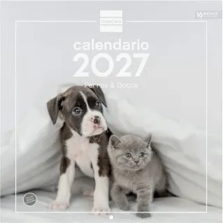 CALENDARIO PARED ESCRIBIR 30x30 PERROS Y GATOS 2027