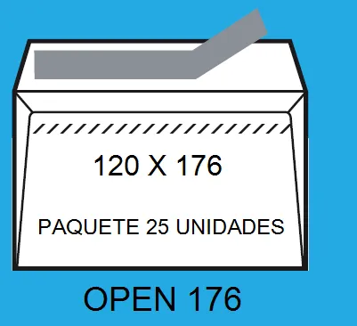 SOBRES SAM 120X176 OPEN 176 BLANCO P/25