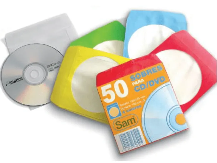 SOBRES CD/DVD COLORES PAQ.50