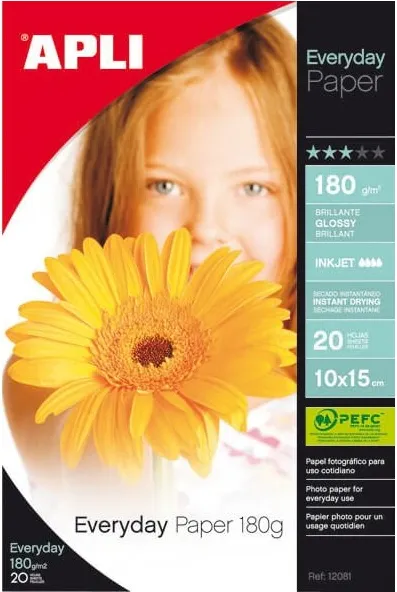 PAPEL PHOTO APLI 10x15  EVERYDAY 180GR/20H