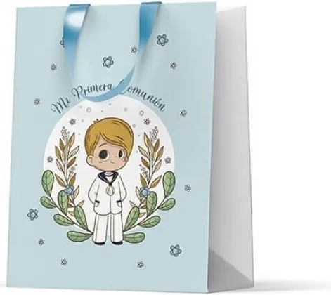 BOLSA PAPEL LENTEJUELAS COMUNIÓN NIÑO