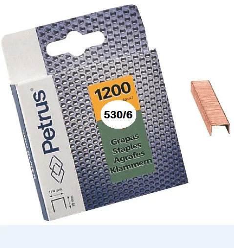 Grapas Petrus 530/6mm Blister 1200