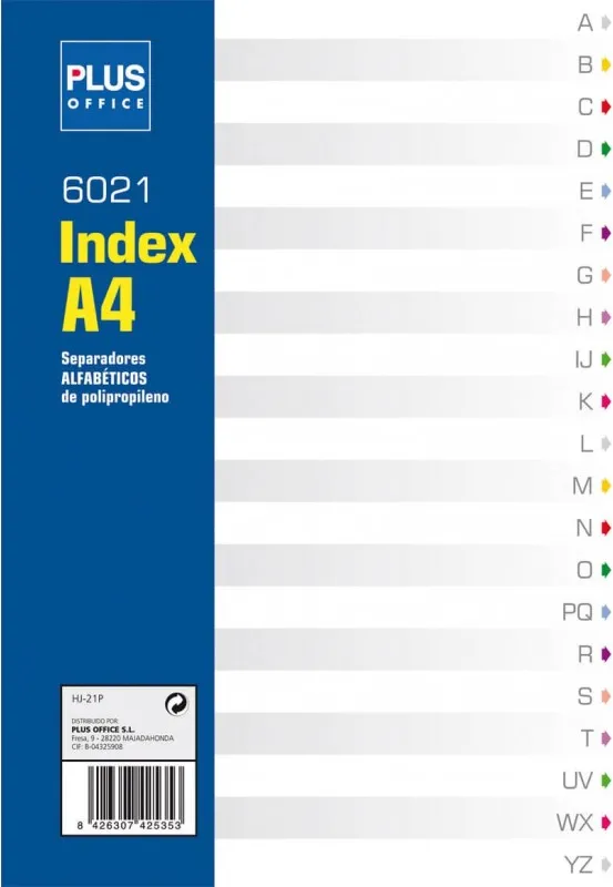 ÍNDICE A4 PLUS ALFABÉTICO A-Z