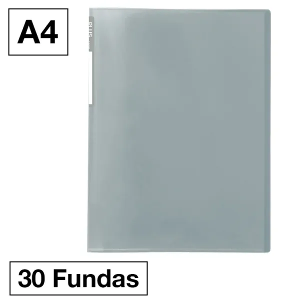 CARPETA FUNDAS PLUS A4 30F TRASLÚCIDA GRIS