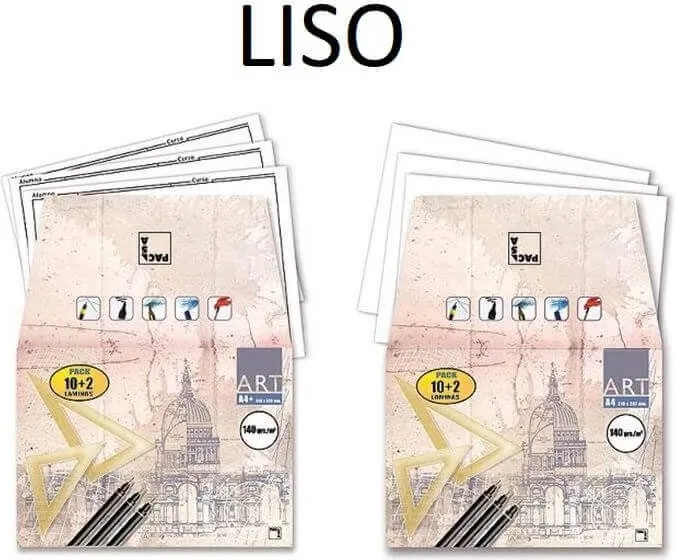 LÁMINAS DIBUJO A4 ART LISO 10+2