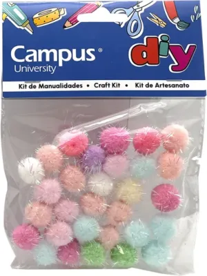SET MANUALIDADES CAMPUS POMPON GLITTER