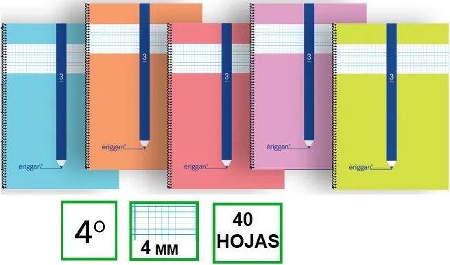 CUADERNO LAMELA ERIGGAN 4º 40H C/4 MM