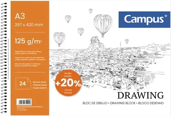 BLOC DIBUJO CAMPUS DRAWING A3 125GR 24H LISO