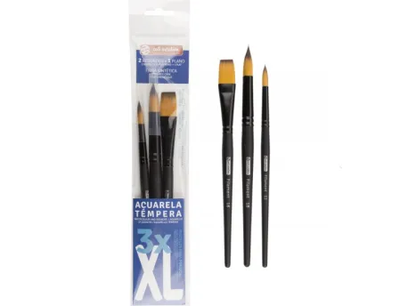 PINCELES ACUARELA Y TÉMPERA XL BLISTER 3 UN.