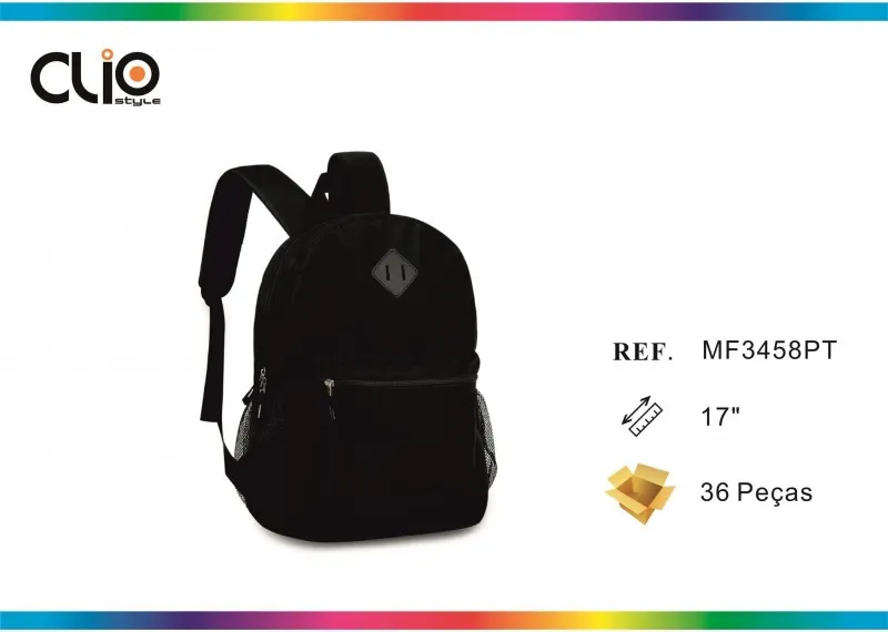 MOCHILA CLIO NEGRO 43X30X13 C/2 CREMALLERAS