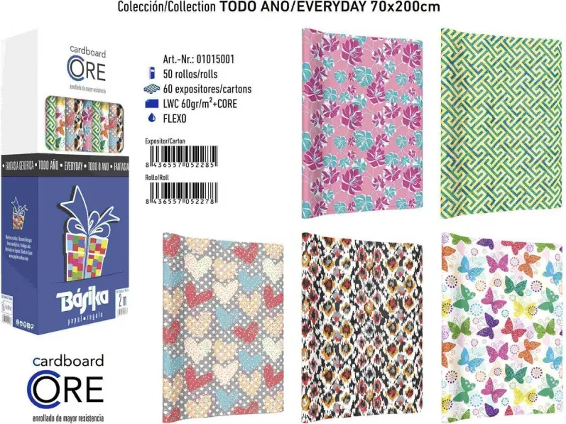 ROLLO PAPEL REGALO 70X200 TODO AÑO CORE