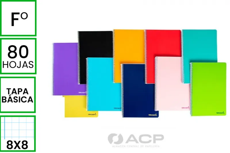 BLOC FOLIO 80H TAPA BÁSICA CUADRO 8MM
