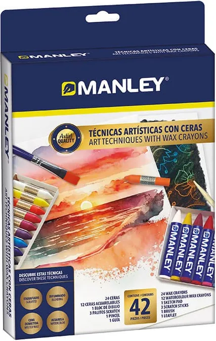 SET TÉCNICAS ARTISTICAS CON CERAS MANLEY 42 PIEZAS