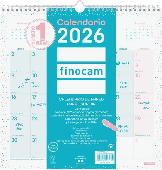 CALENDARIO PARED 30x30 CHIC 2026 TURQUESA