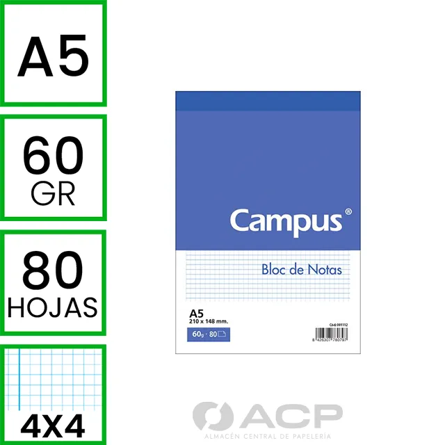 BLOC NOTAS A5 80/H 60G CP