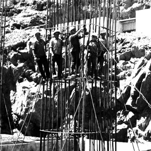 Obras del pantano de Alcantara 1968