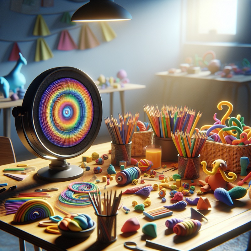 A creative workspace with colorful clay and tools for sculpture projects.