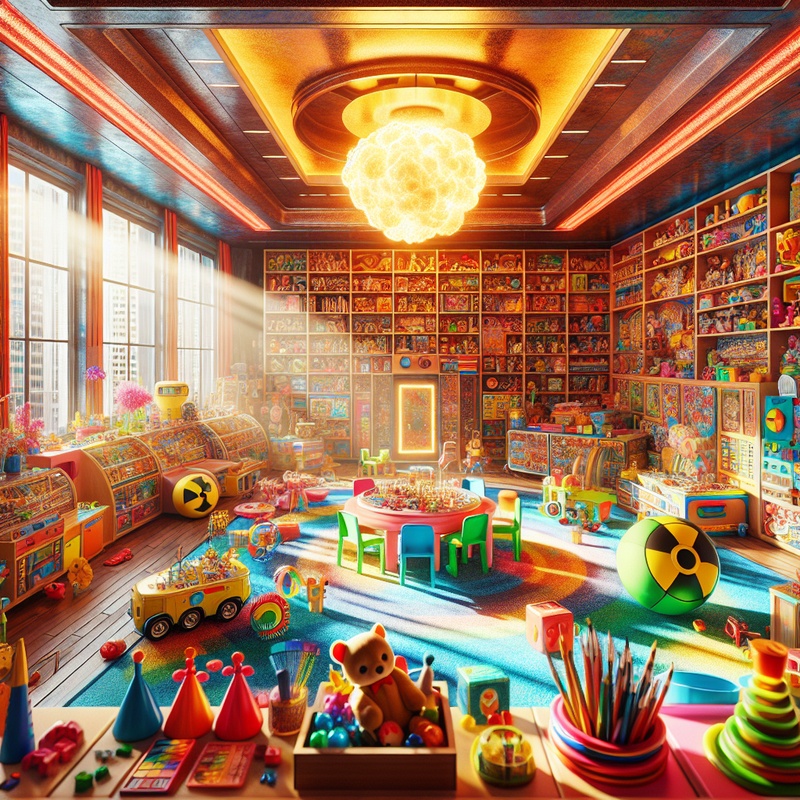 A bright playroom with toys and art supplies, promoting creativity and social skills.