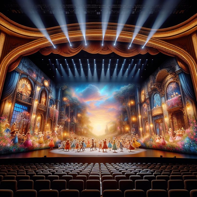 A stage with colorful props and costumes, representing creativity in drama clubs.