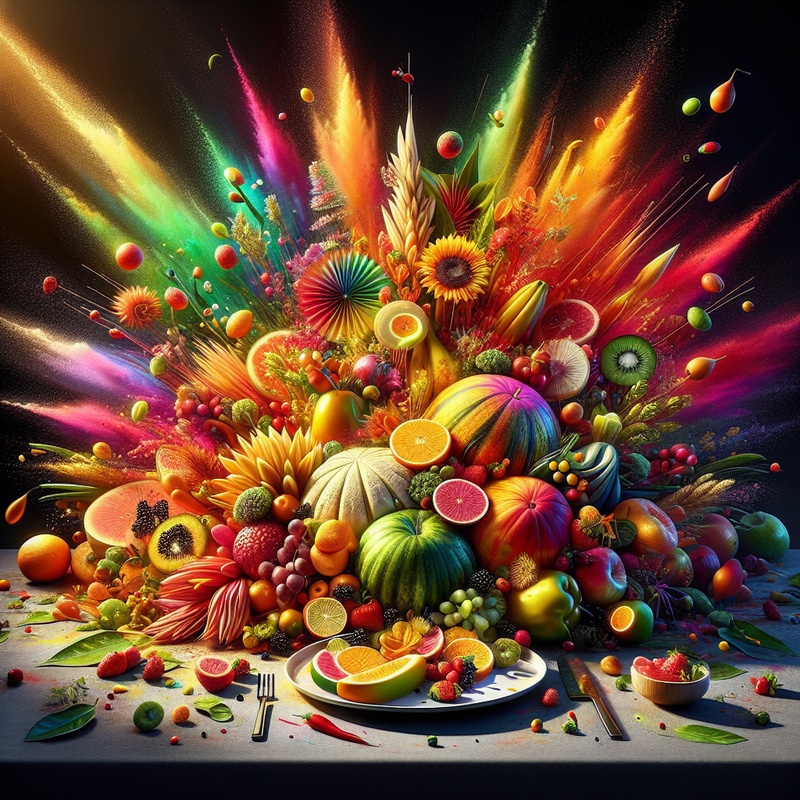 A table with various colorful fruits and vegetables under natural light.